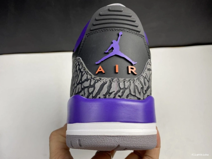Black Retro Jordan 3 050 Court Air CT8532 Purple 1022